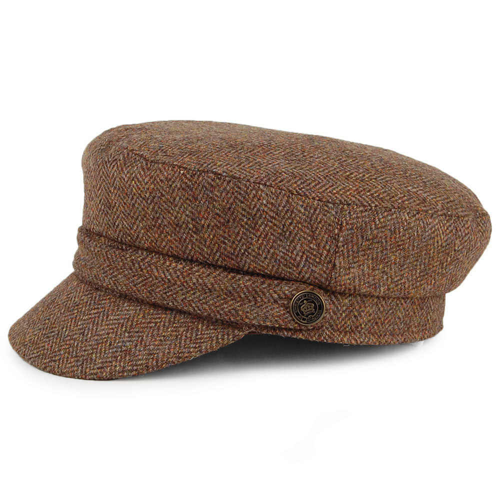 Christys Hats Herringbone Tweed Fiddler Cap - Camel