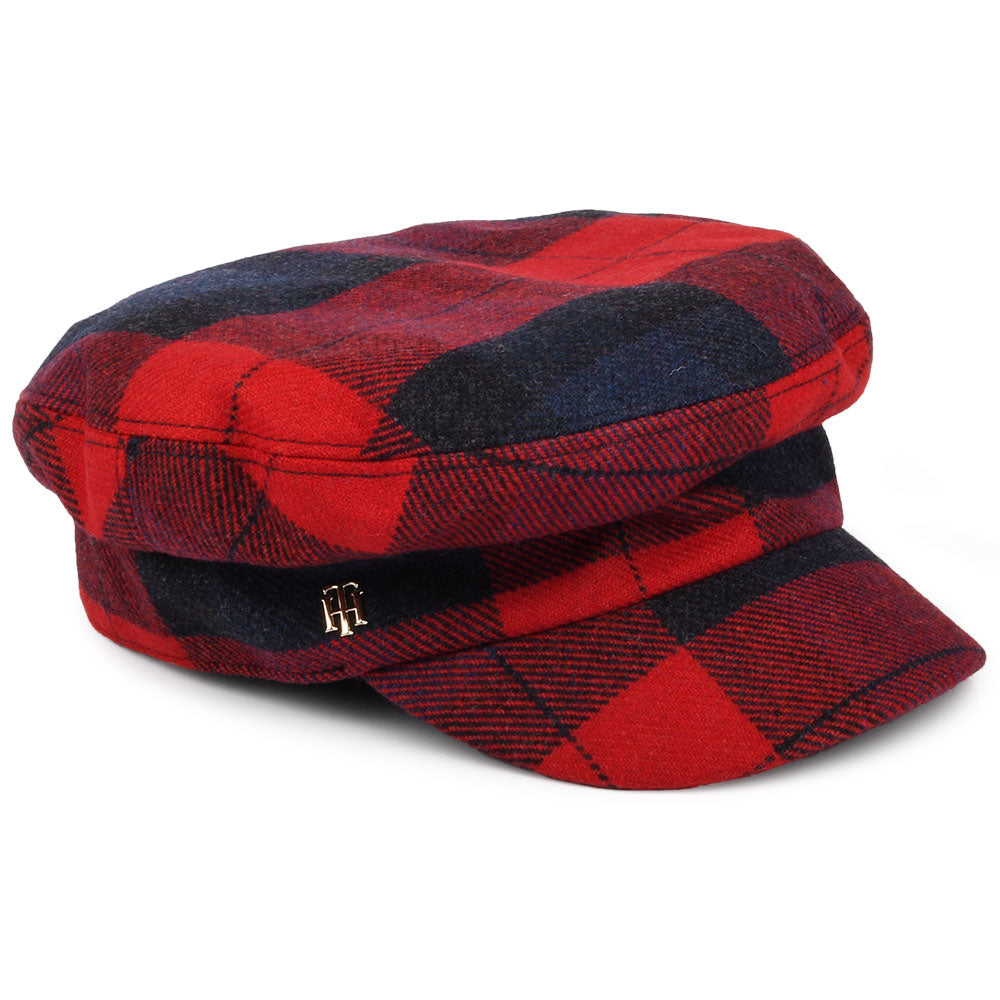 Tommy Hilfiger Hats Checked Wool Fiddler Cap - Red-Navy