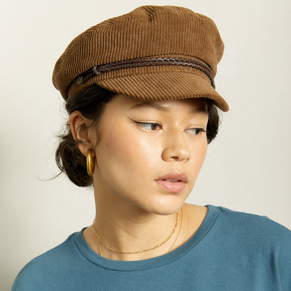 Brixton Hats Ashland Corduroy Fiddler Cap - Light Brown
