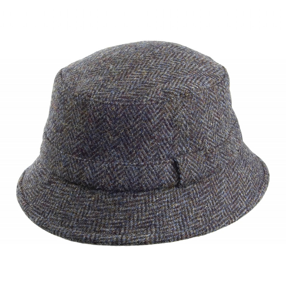 Failsworth Hats Grouse HARRIS TWEED Bucket Hat - Blue-Mix