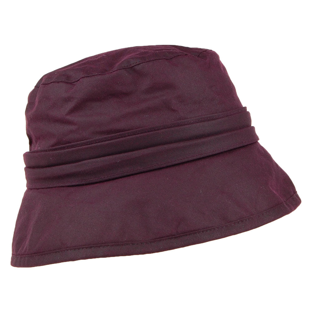 Failsworth Hats Wax Cotton Bucket Hat With Side Bow - Merlot
