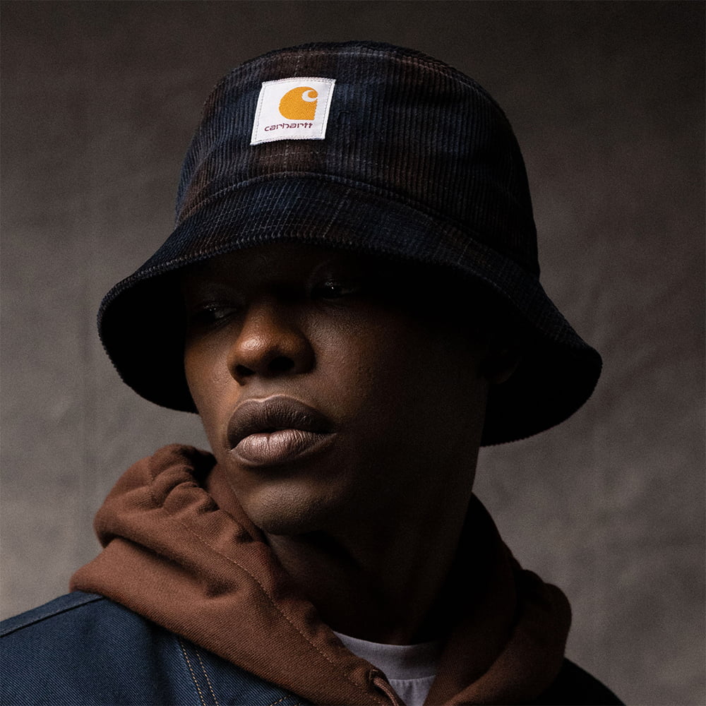 Carhartt WIP Hats Corduroy Check Bucket Hat - Navy-Brown