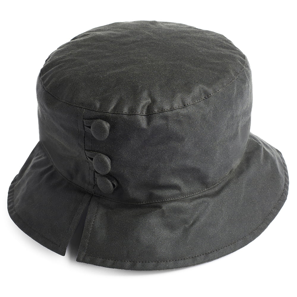 Failsworth Hats Olivia Waxed Cotton Rain Bucket Hat - Olive