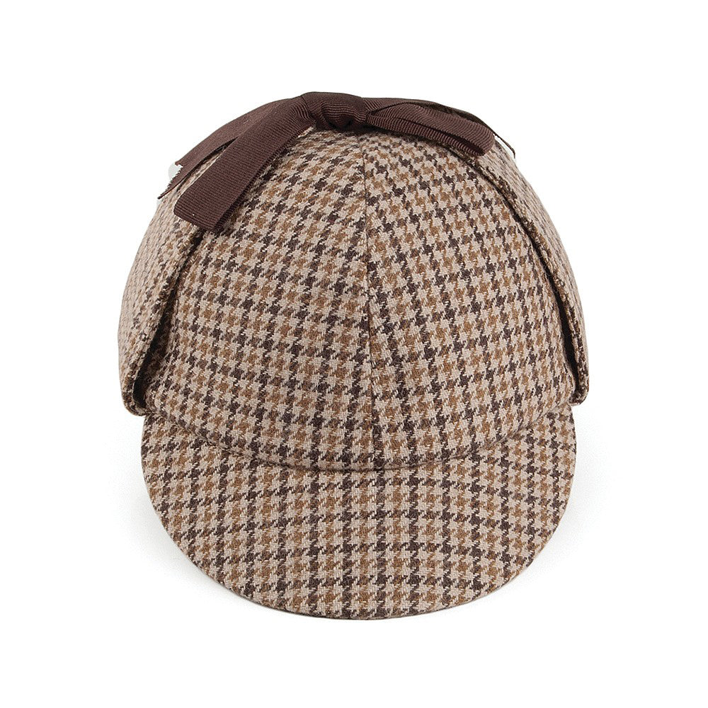 Jaxon & James Houndstooth Sherlock Holmes Deerstalker Hat - Brown