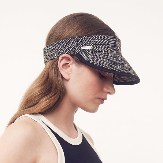 Seeberger Hats Toyo Straw Foldable Sun Visor - Natural-Black