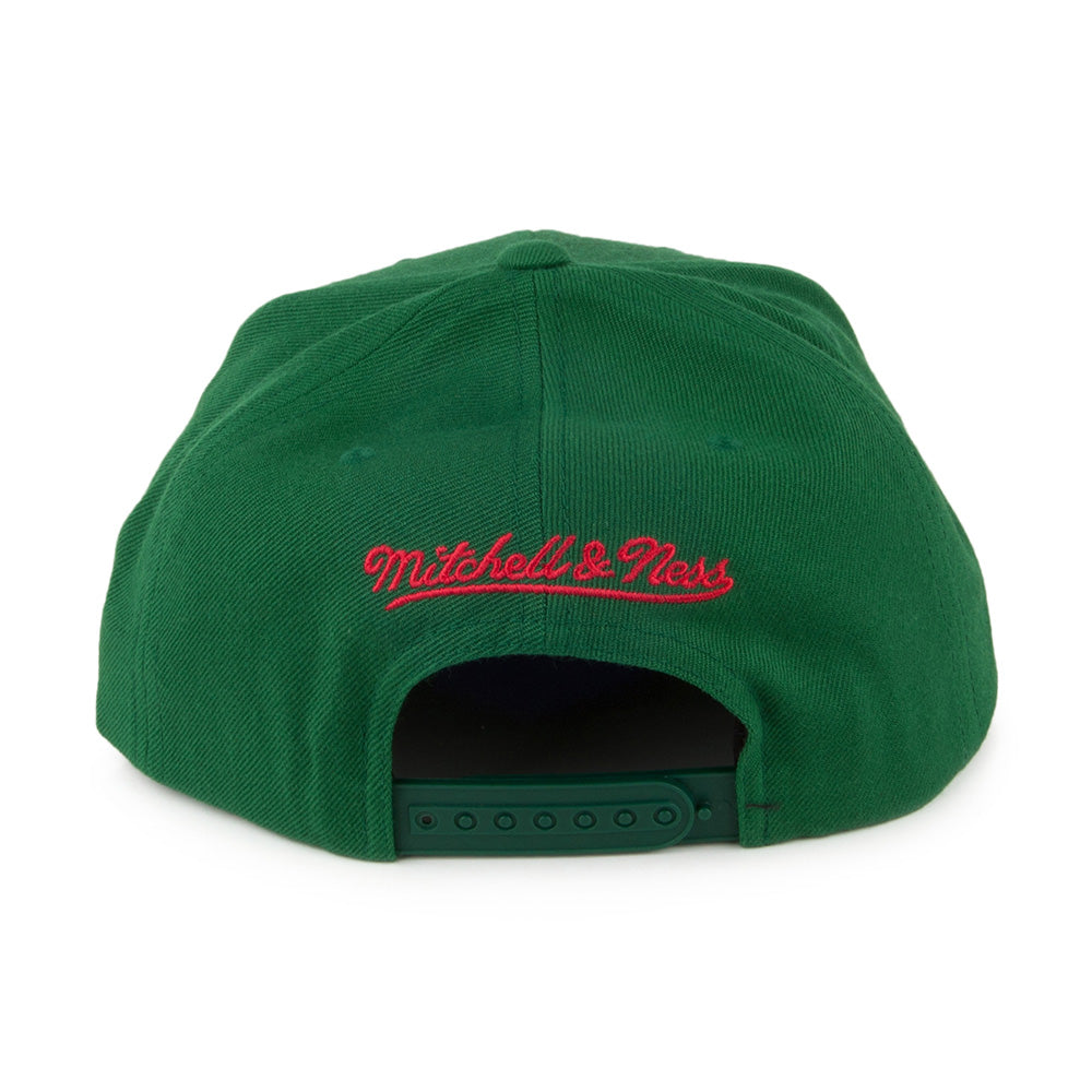 Mitchell & Ness Milwaukee Bucks Snapback Cap - NBA Wool Solid - Retro Logo - Green