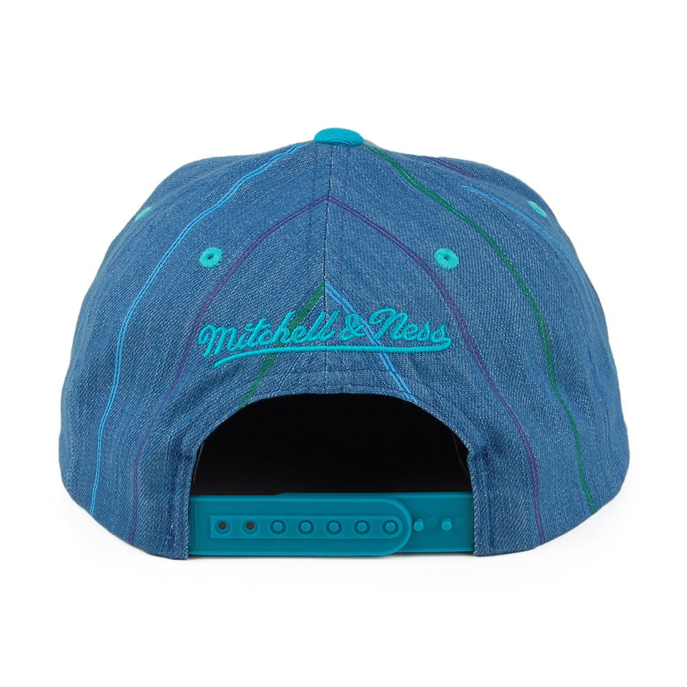 Mitchell & Ness Charlotte Hornets Snapback Cap - Denim Pinstripe - Teal