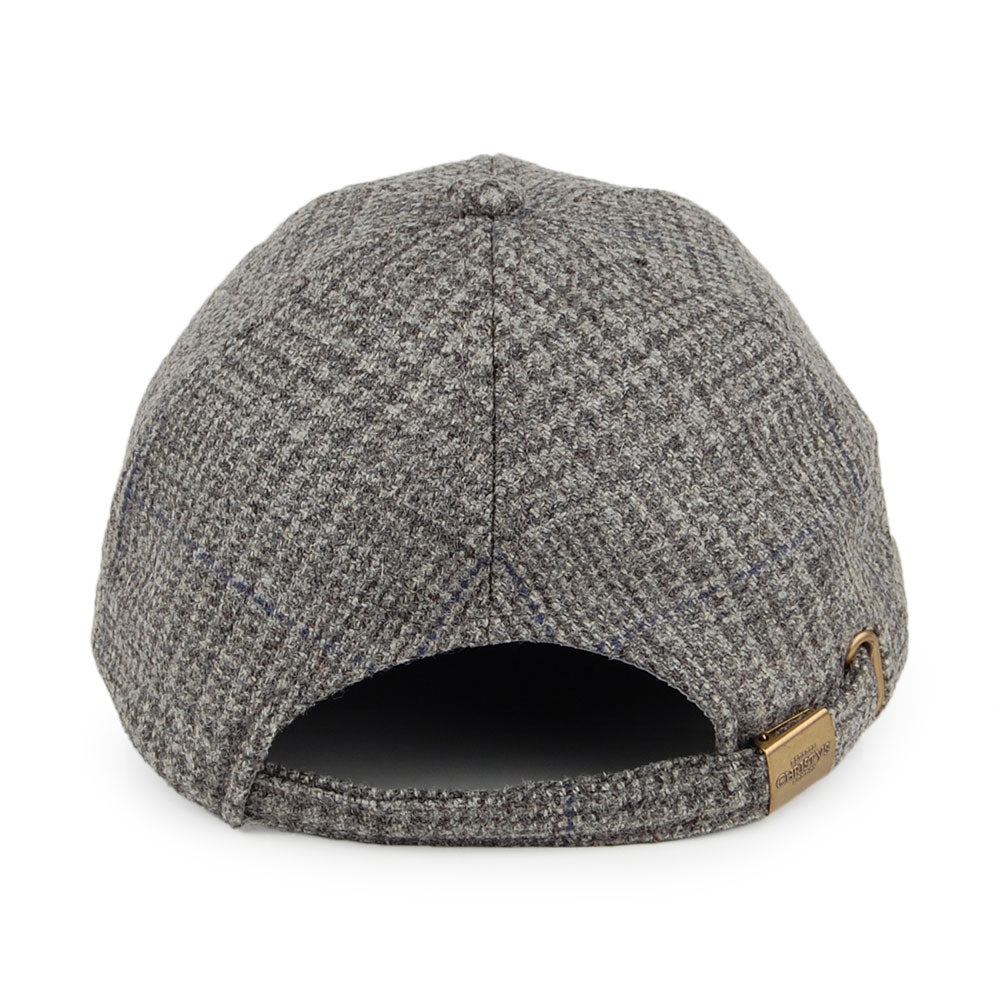 Christys Hats Tweed Prince of Wales Check Baseball Cap - Grey