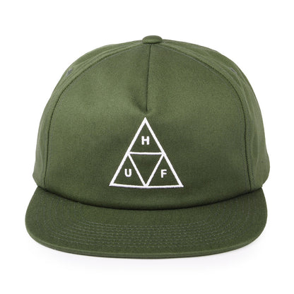 HUF Triple Triangle Unstructured Snapback Cap white logo - Olive