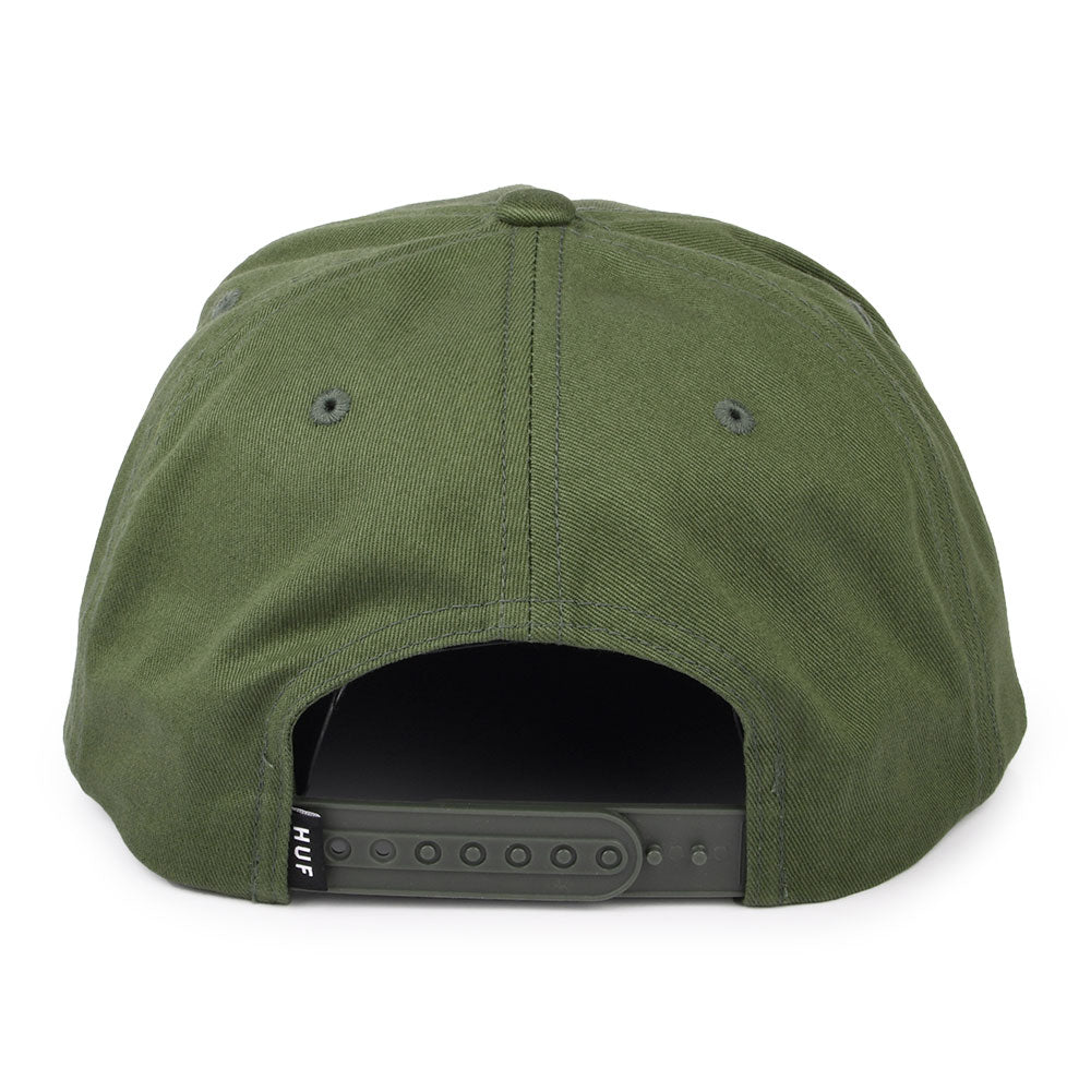 HUF Triple Triangle Unstructured Snapback Cap white logo - Olive