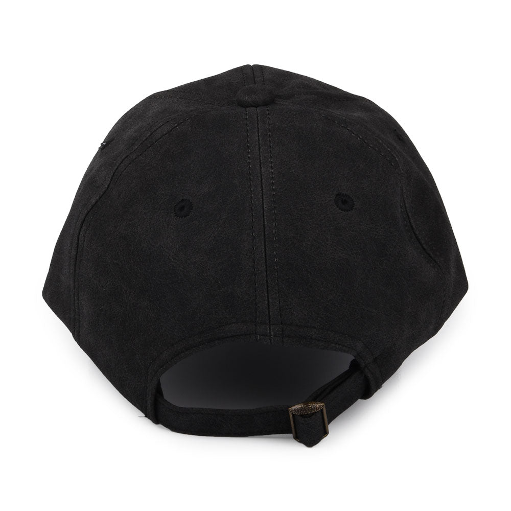Dorfman Pacific Hats Unstructured Weathered Faux Leather Baseball Cap - Black