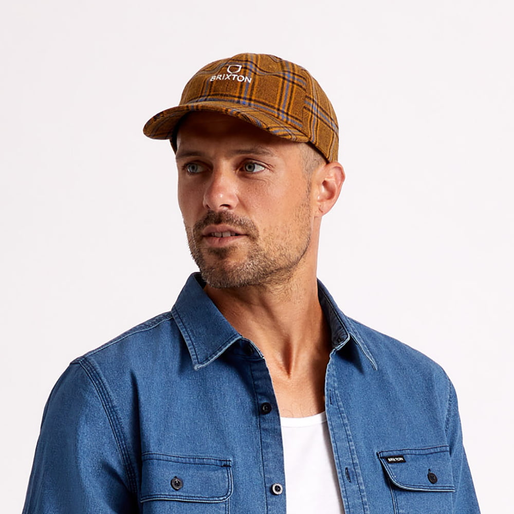 Brixton Hats Alpha LP Plaid Baseball Cap - Rust-Multi