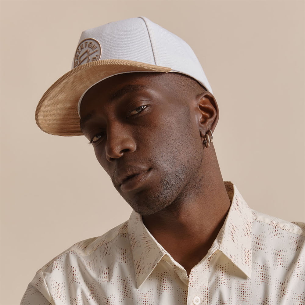 Brixton Hats Crest MP Snapback Cap - White-Khaki