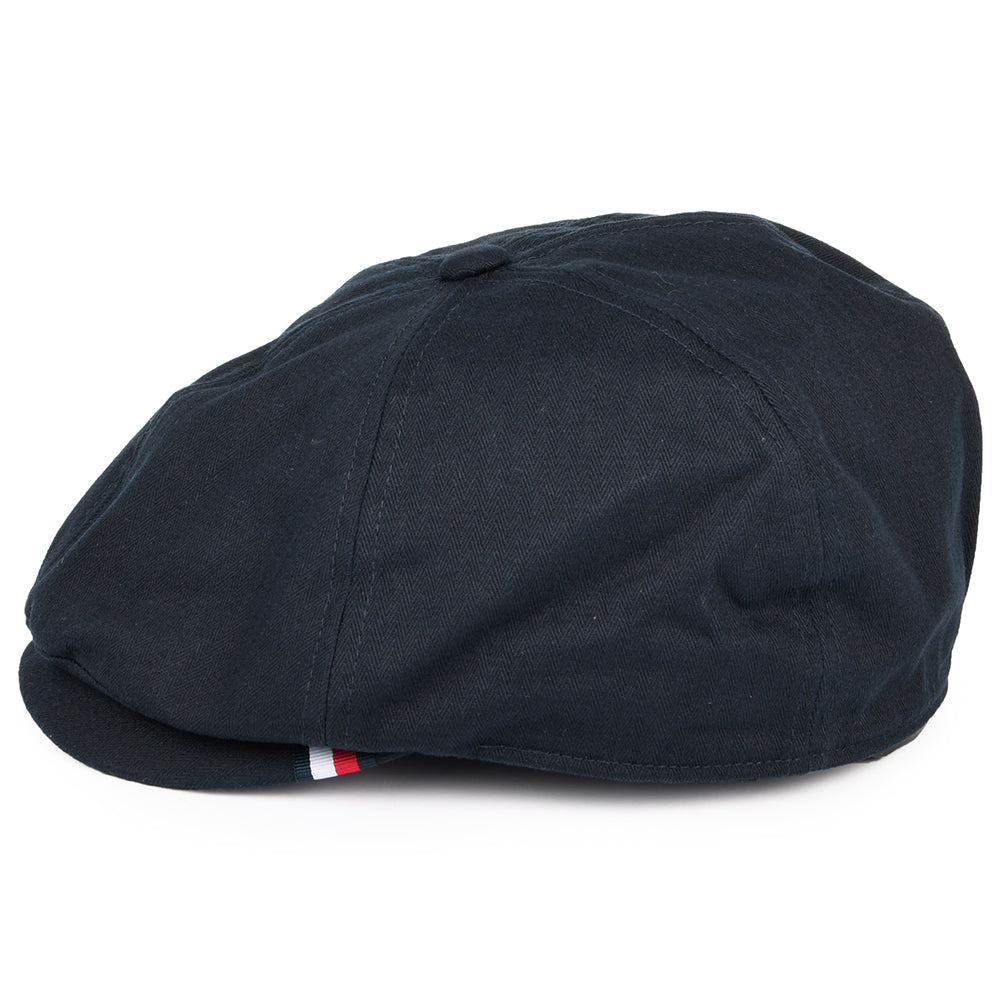 Tommy Hilfiger Hats Herringbone Cotton Newsboy Cap - Dark Navy