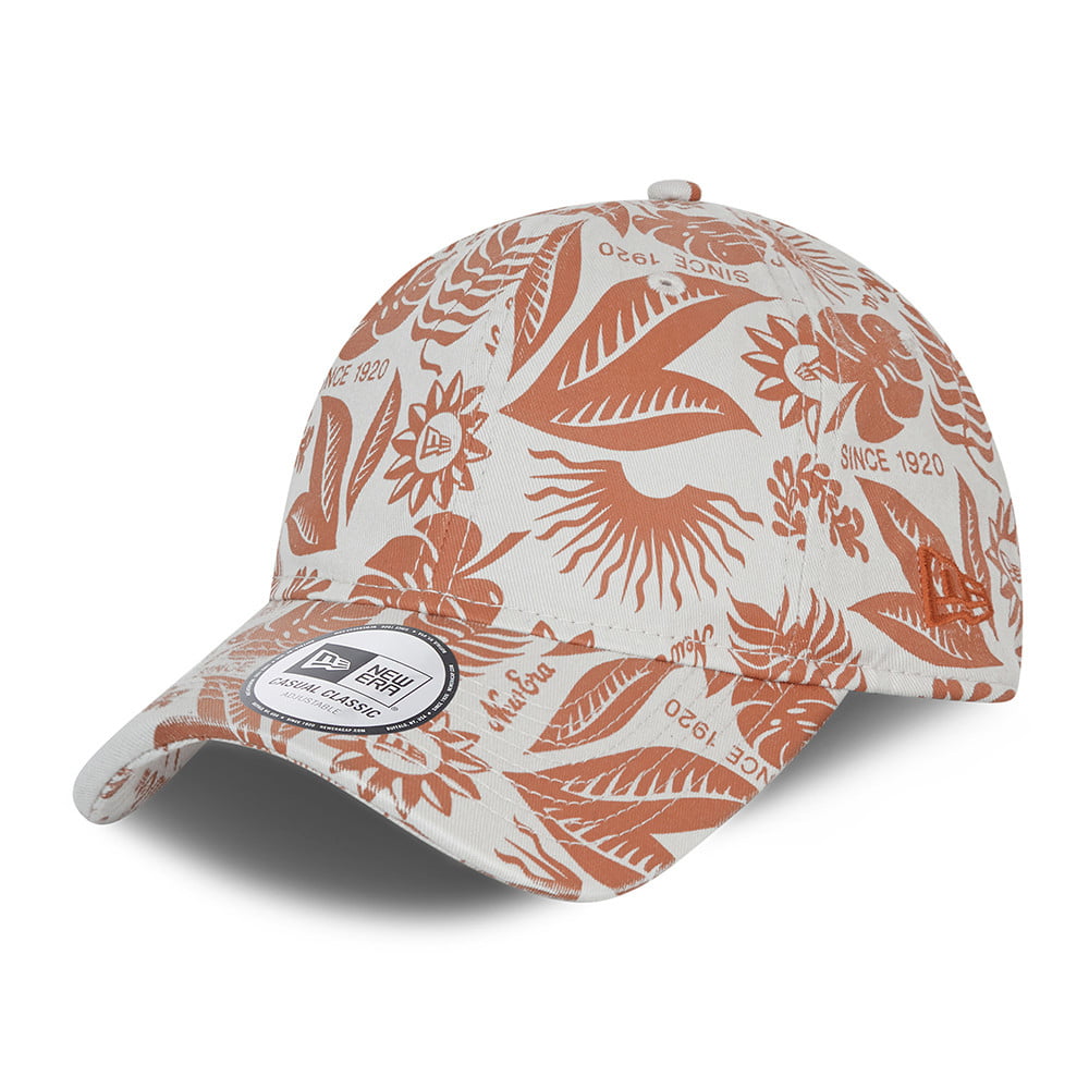 New Era 9FORTY Hibiscus Print Baseball Cap - Stone