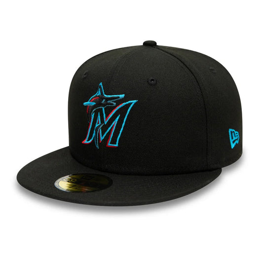 New Era 59FIFTY Miami Marlins Baseball Cap - MLB On Field AC Perf - Black