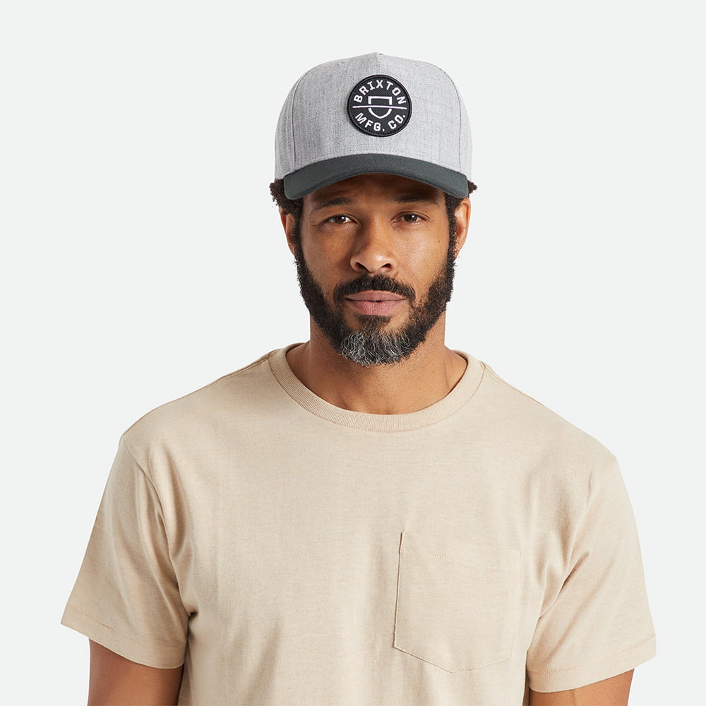 Brixton Hats Crest C NetPlus MP Snapback Cap - Heather Grey-Black