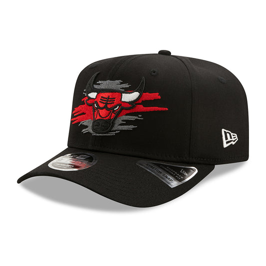 New Era 9FIFTY Chicago Bulls Stretch Snapback Cap - NBA Tear Logo - Black