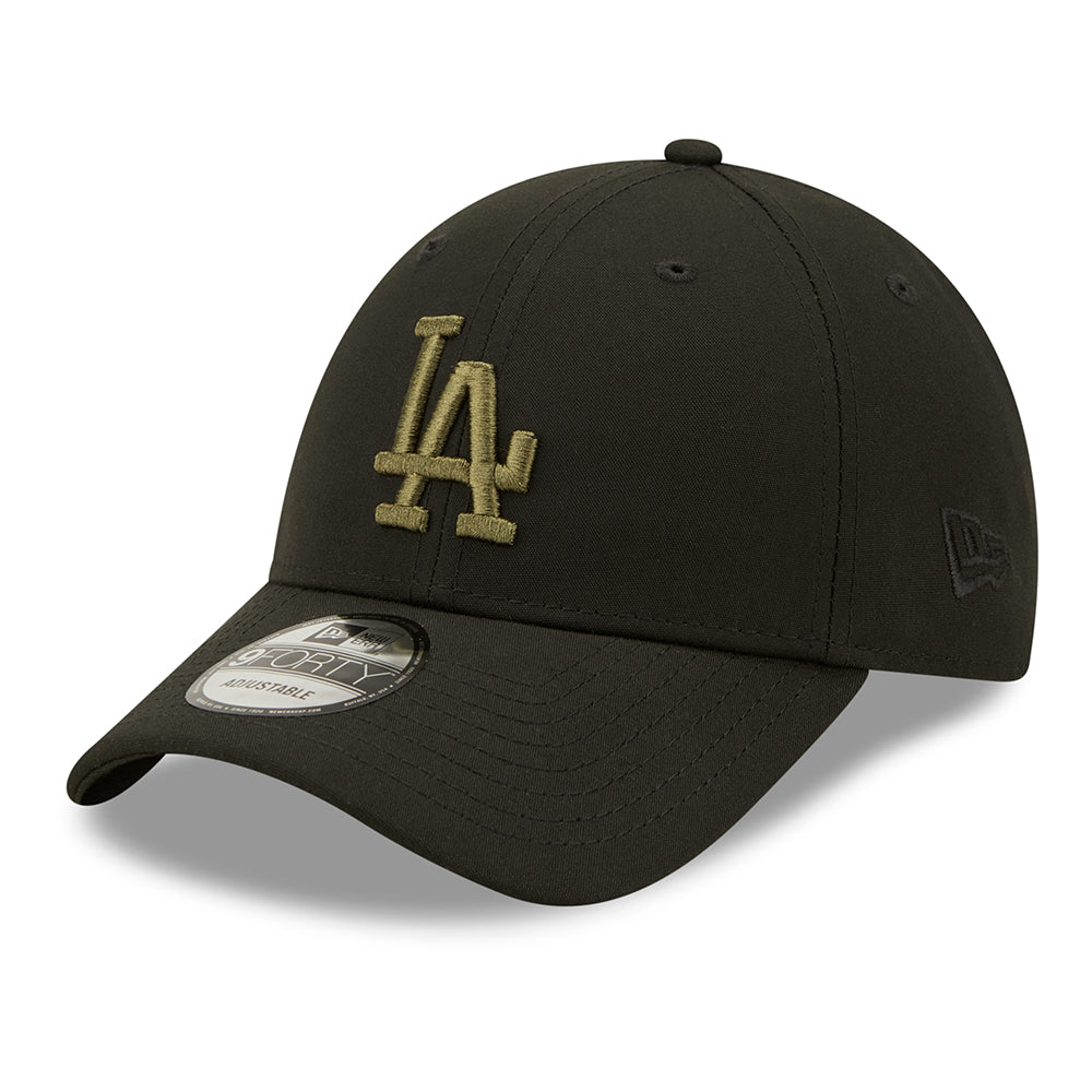 New Era 9FORTY L.A. Dodgers Snapback Cap - MLB Black Base Snap - Black-Olive