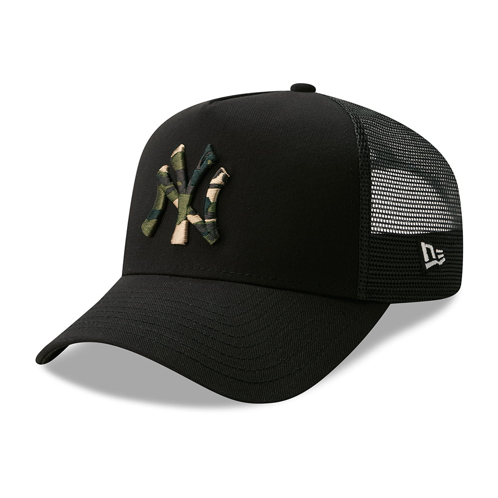 New Era 9FORTY New York Yankees A-Frame Trucker Cap - MLB Camo Infill - Black-Camo
