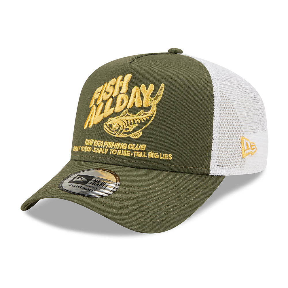New Era 9FORTY A-Frame Trucker Cap - NE Fishing - Olive