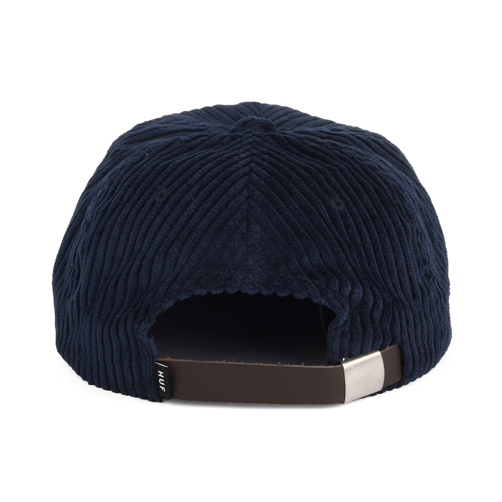 HUF Box Logo Corduroy Flat Brim Baseball Cap - Navy Blue