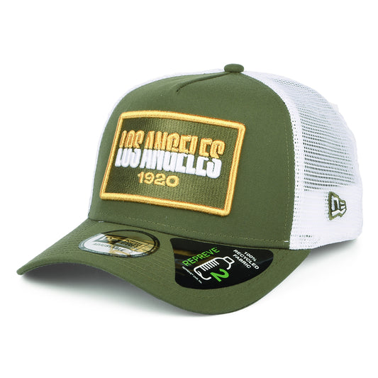 New Era Los Angeles A-Frame Trucker Cap - USA State - Olive