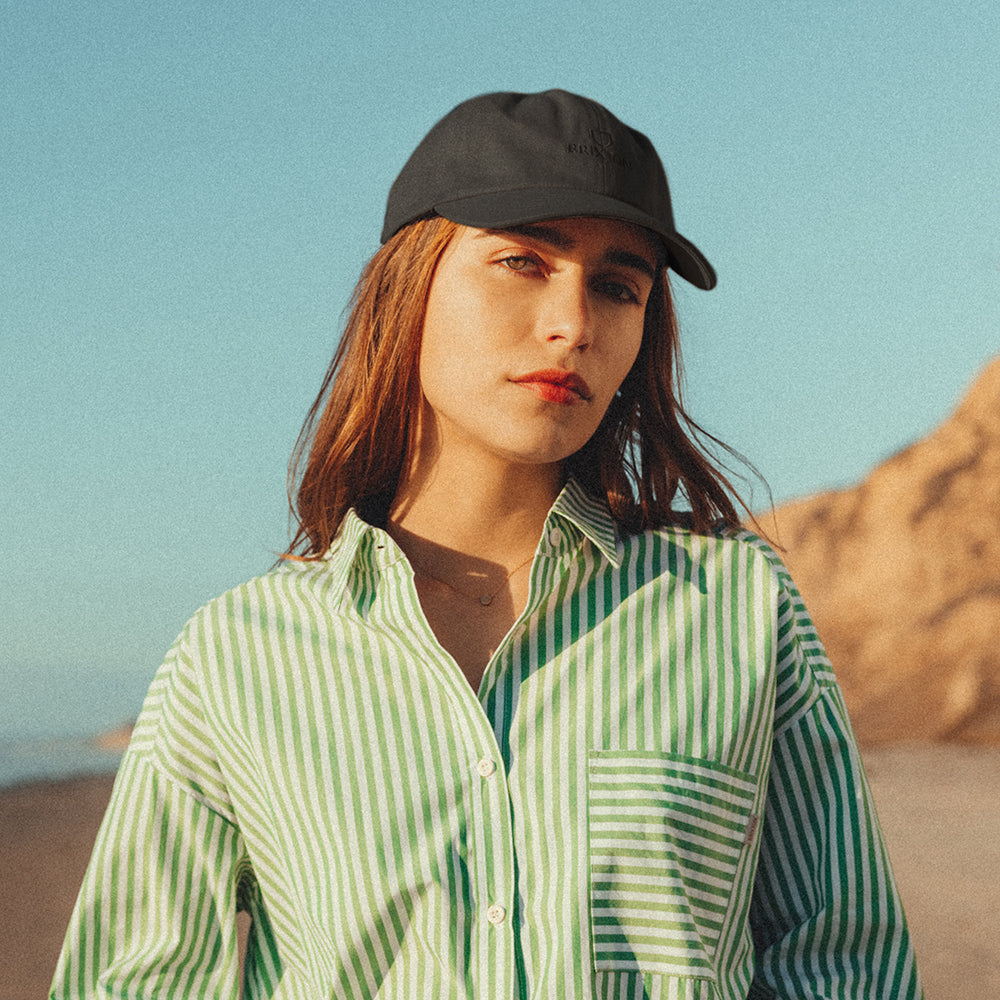 Brixton Hats Alpha LP Cotton Baseball Cap - Washed Black