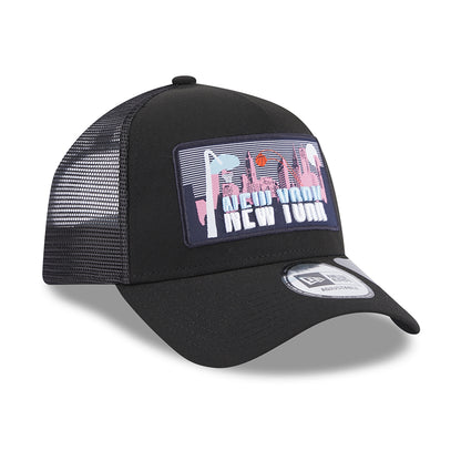 New Era New York A-Frame Trucker Cap - License Plate - Black