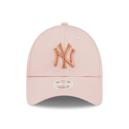 New Era Womens 9FORTY New York Yankees Baseball Cap - MLB Metallic Logo - Pink-Rose Gold
