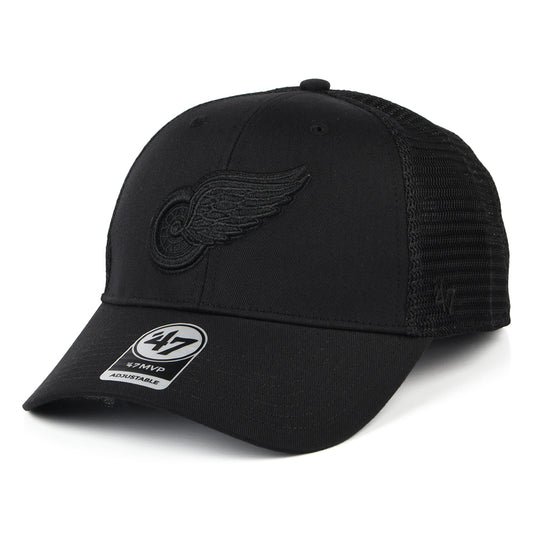47 Brand Detroit Red Wings Trucker Cap - NHL Branson MVP - Black On Black