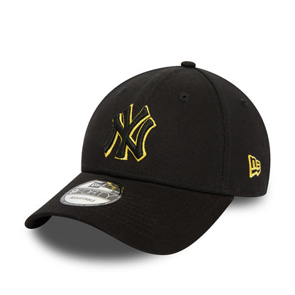New Era 9FORTY New York Yankees Baseball Cap - MLB Team Outline - Black-Yellow