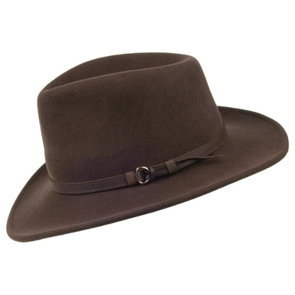 Olney Hats Crushable Wool Outback Hat - Brown