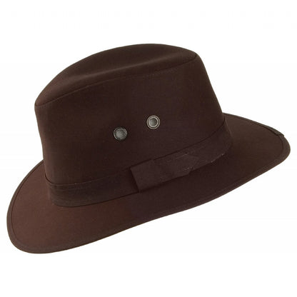 Failsworth Hats Waxed Drifter Water Repellent Fedora Hat - Brown