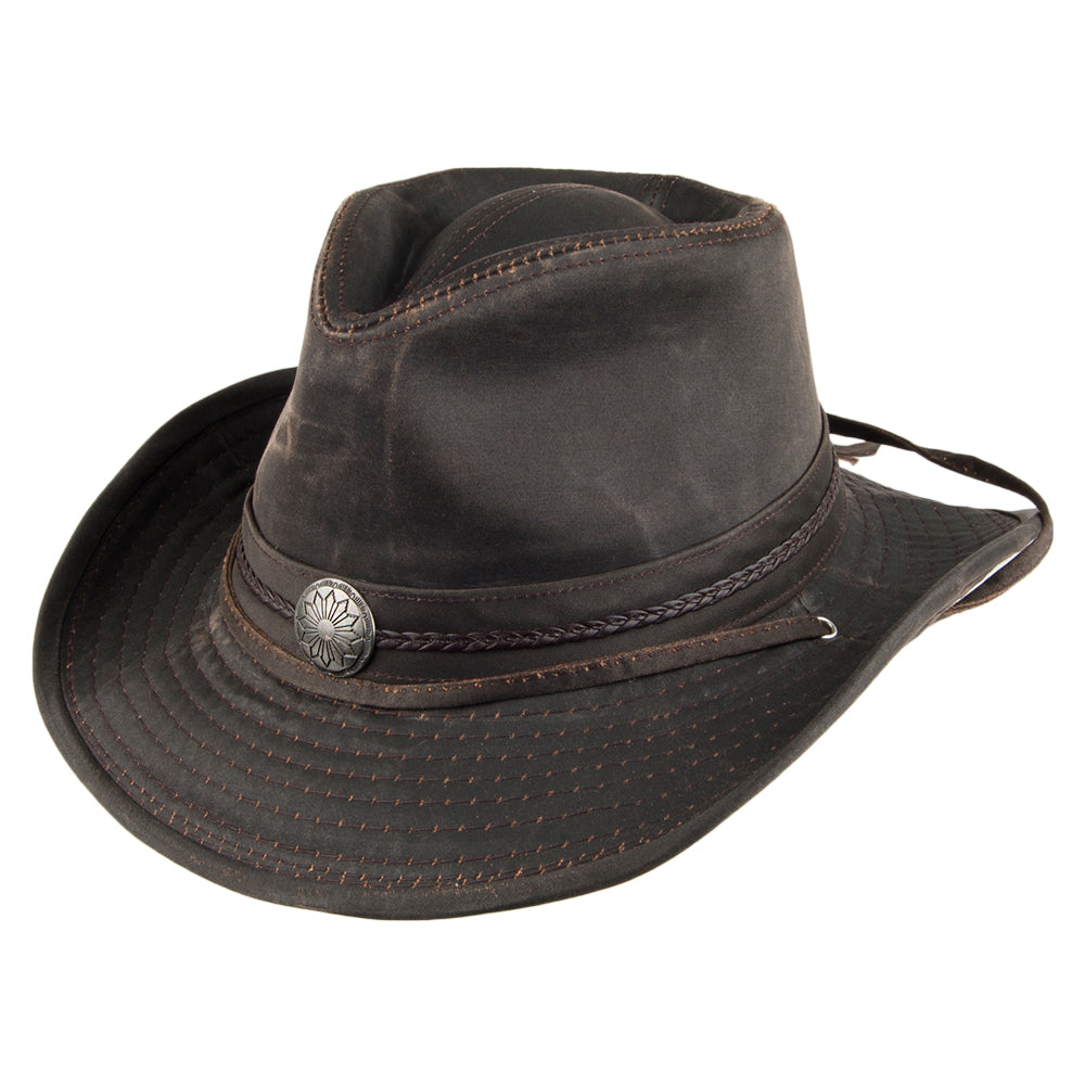 Dorfman Pacific Hats Weathered Cotton Outback Hat with Pin - Brown