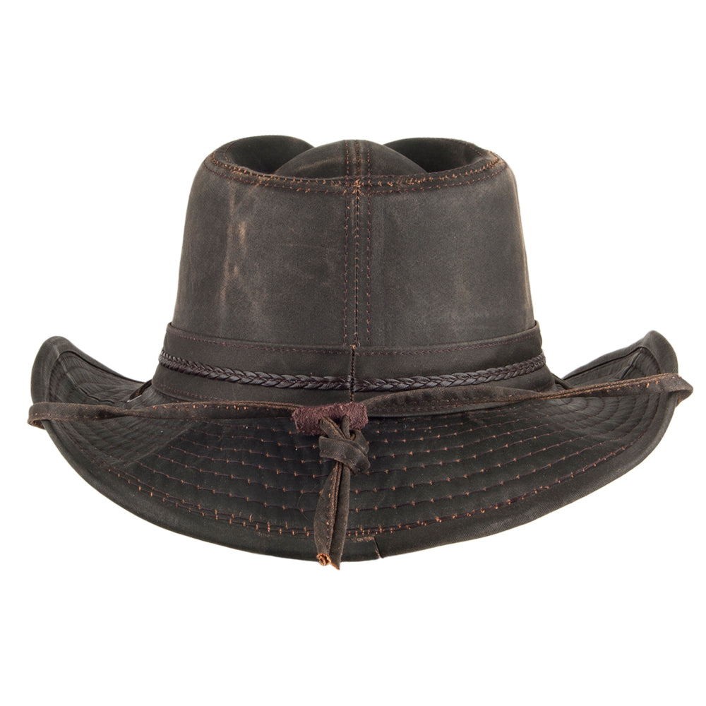 Dorfman Pacific Hats Weathered Cotton Outback Hat with Pin - Brown