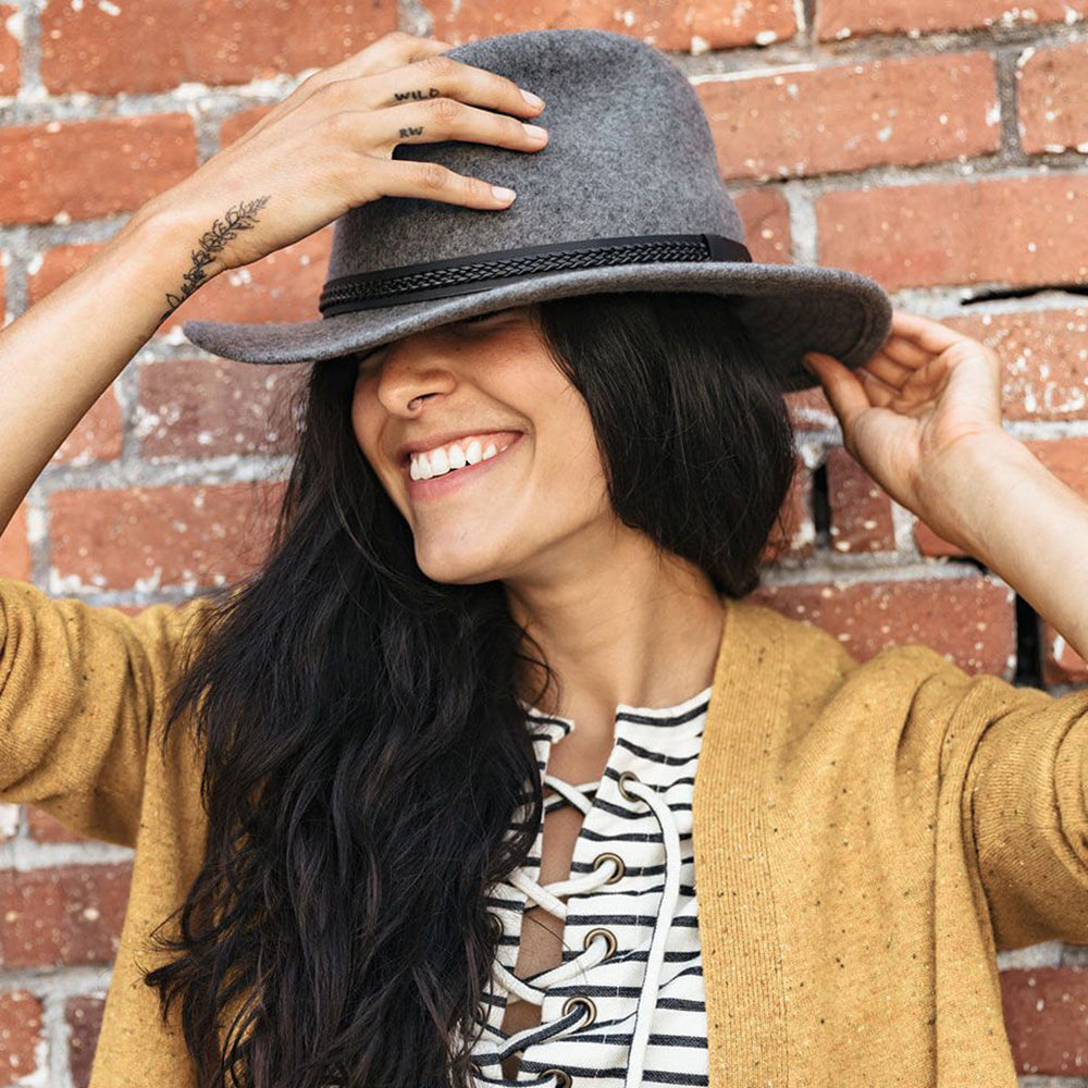 Tilley Hats TWF1 Montana Water Repellent Wool Felt Fedora Hat - Grey Mix