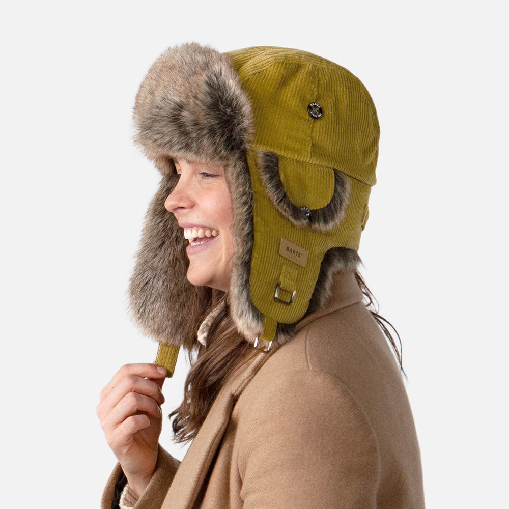 Barts Hats Corduroy Rib Faux Fur Bomber Trapper Hat - Ochre