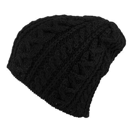 Highland 2000 English Wool Oversized Beanie Hat - Black