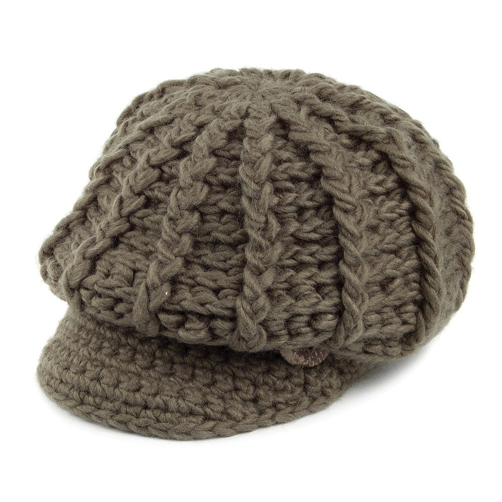 Scala Hats Letizia Crochet Peaked Beanie Hat - Olive