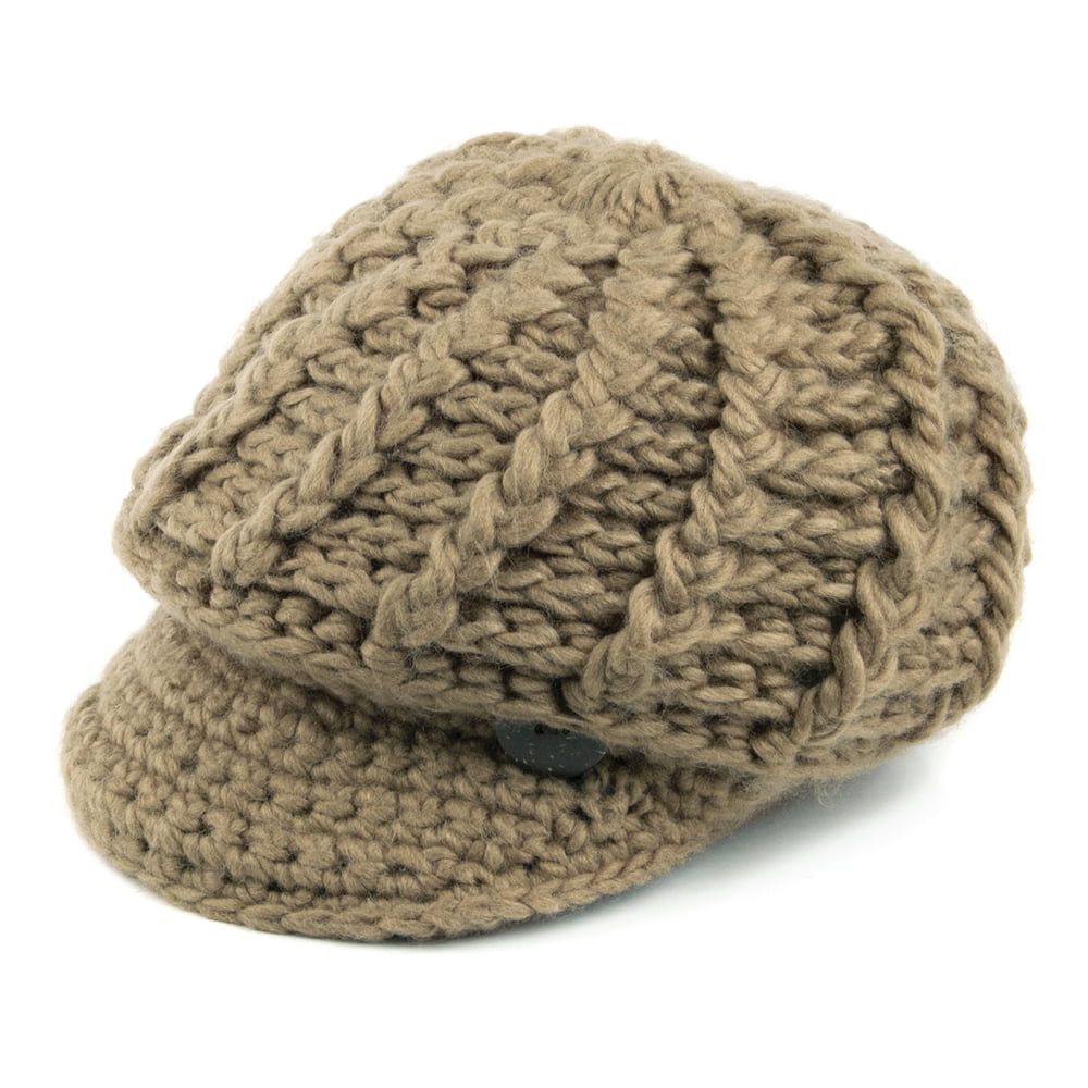 Scala Hats Letizia Crochet Peaked Beanie Hat - Camel
