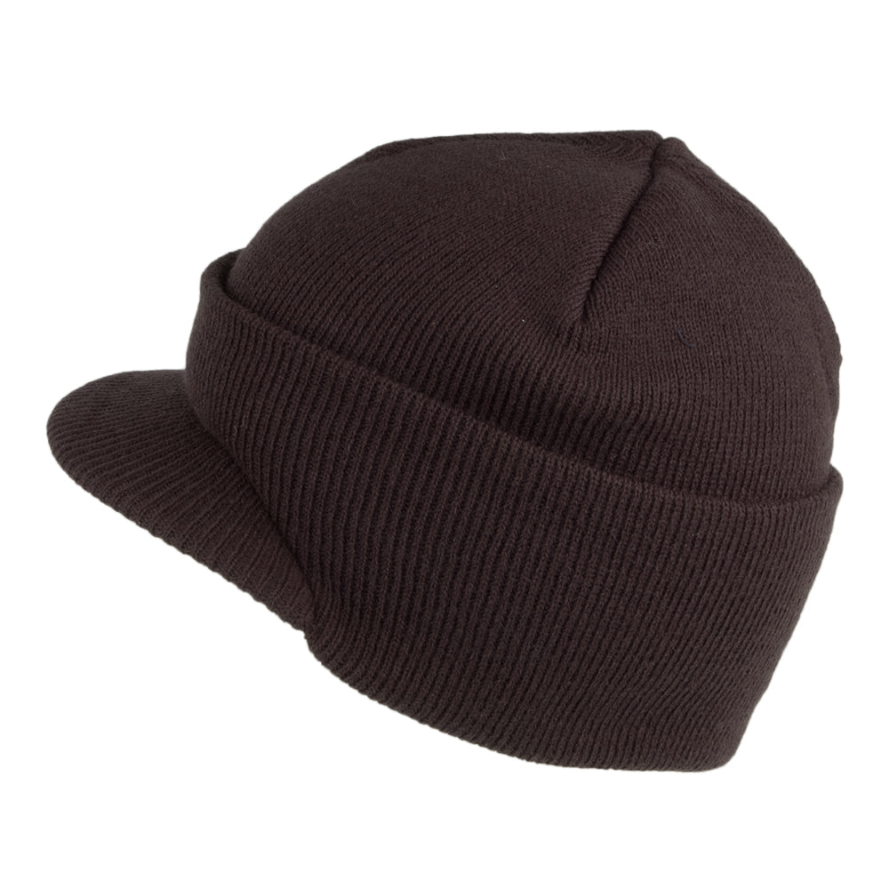 Dorfman Pacific Hats Peaked Beanie Hat - Brown