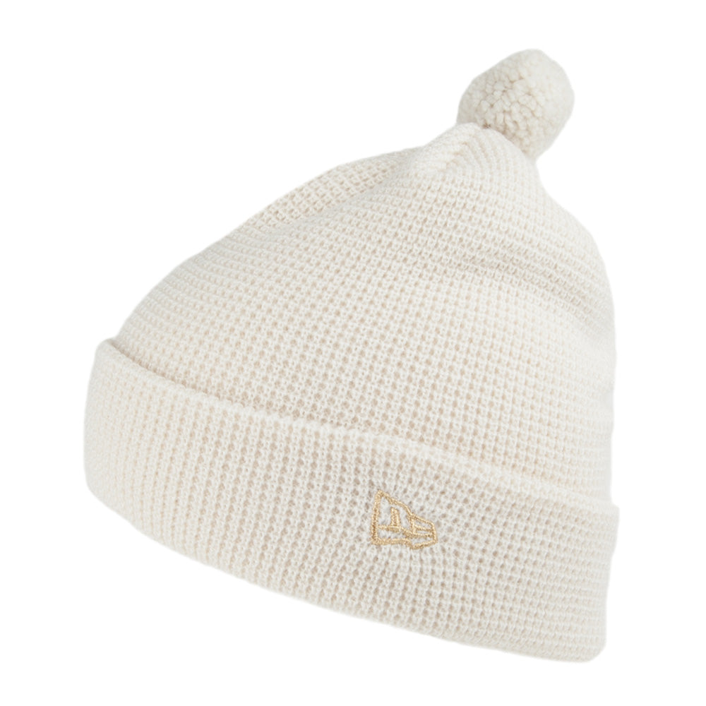 New Era Womens Waffle Knit Bobble Hat - White