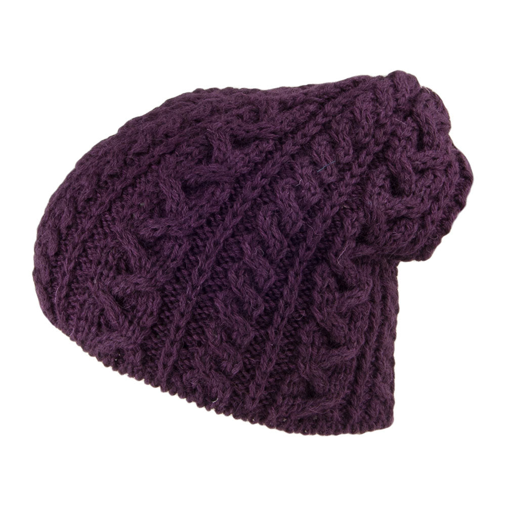 Highland 2000 English Wool Oversized Beanie Hat - Deep Purple