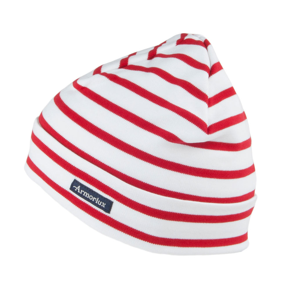 Armor Lux Treguier Cotton Interlock Striped Beanie - White-Red