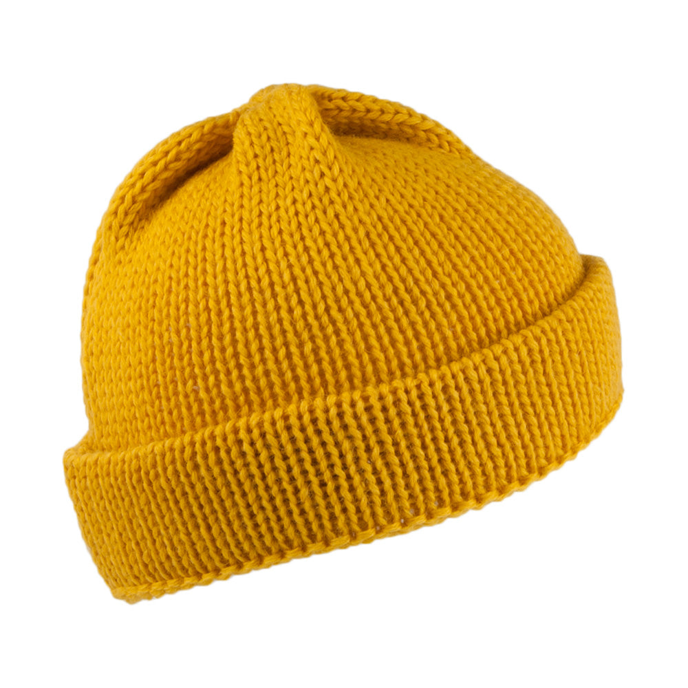 Highland 2000 Short Fishermans English Wool Beanie Hat - Yellow