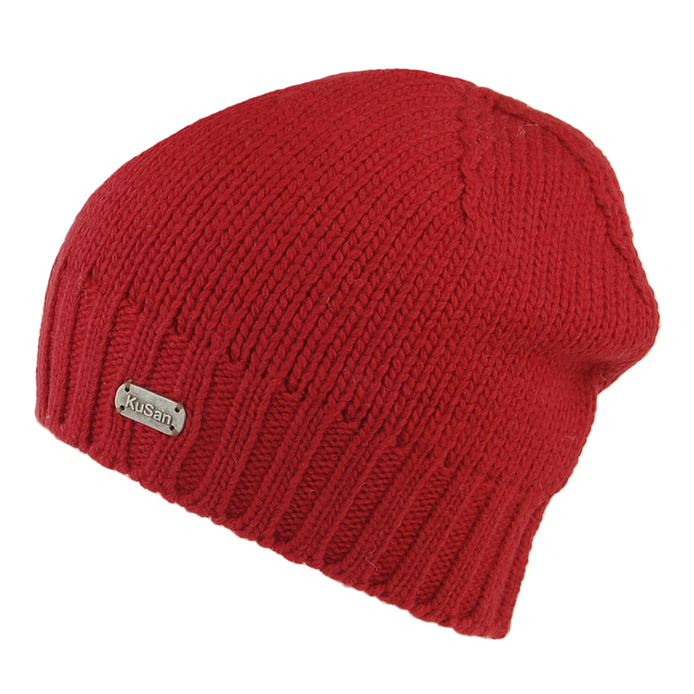 Kusan Merino Wool Fisherman Beanie Hat - Red