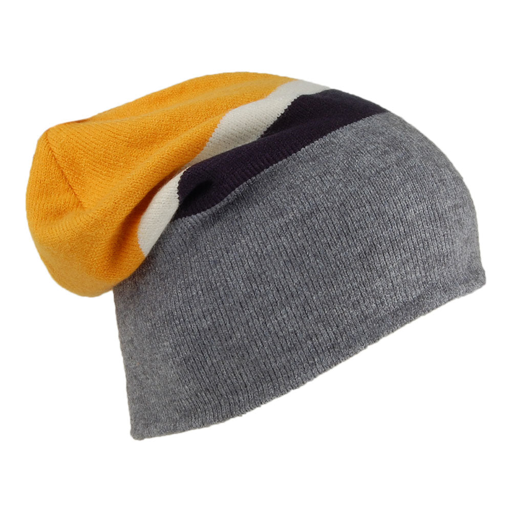 Barts Hats Jispin Slouchy Stripe Beanie Hat - Grey-Yellow