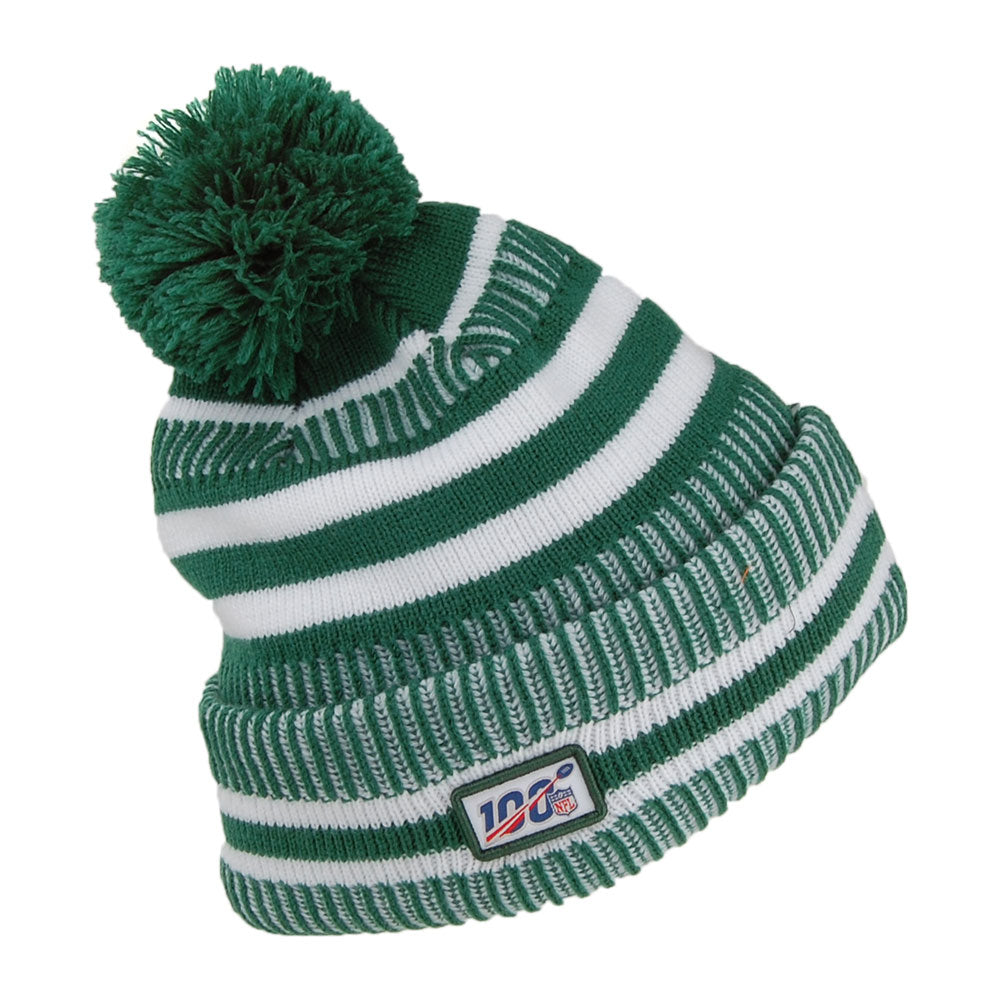 New Era New York Jets Bobble Hat - NFL On Field Knit - Green-White