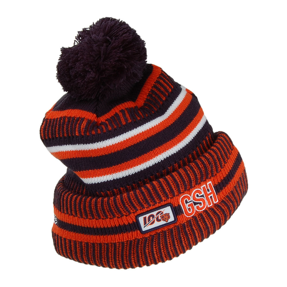 New Era Chicago Bears Bobble Hat - NFL On Field Knit - Orange-Navy